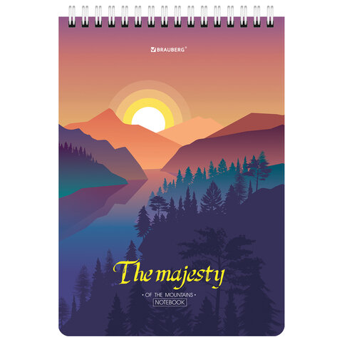 Блокнот А5 (146х206 мм), 80 л., гребень, картон, жесткая подложка, клетка, BRAUBERG Majesty, 114373