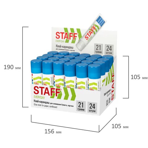 Клей-карандаш STAFF EVERYDAY, 21 гр, PVA-основа, 220375