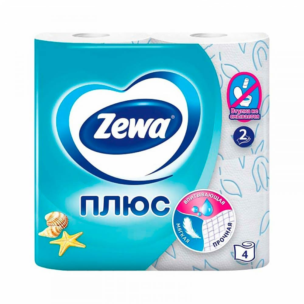 Туалетная бумага ZEWA ПЛЮС аромат свежесть Океана, 2-х слойная, 1*4рул.