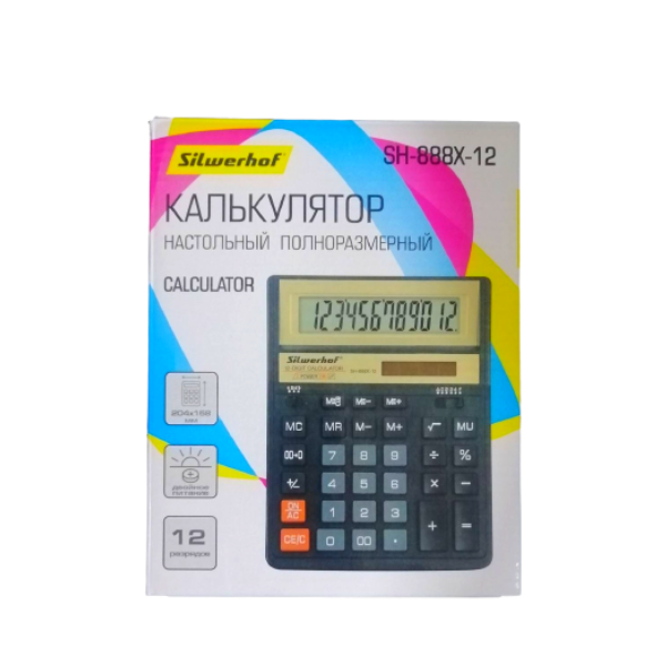 Калькулятор настольный Silwerhof SH-888X-12, черный 12 разрядов, арт. 1789257