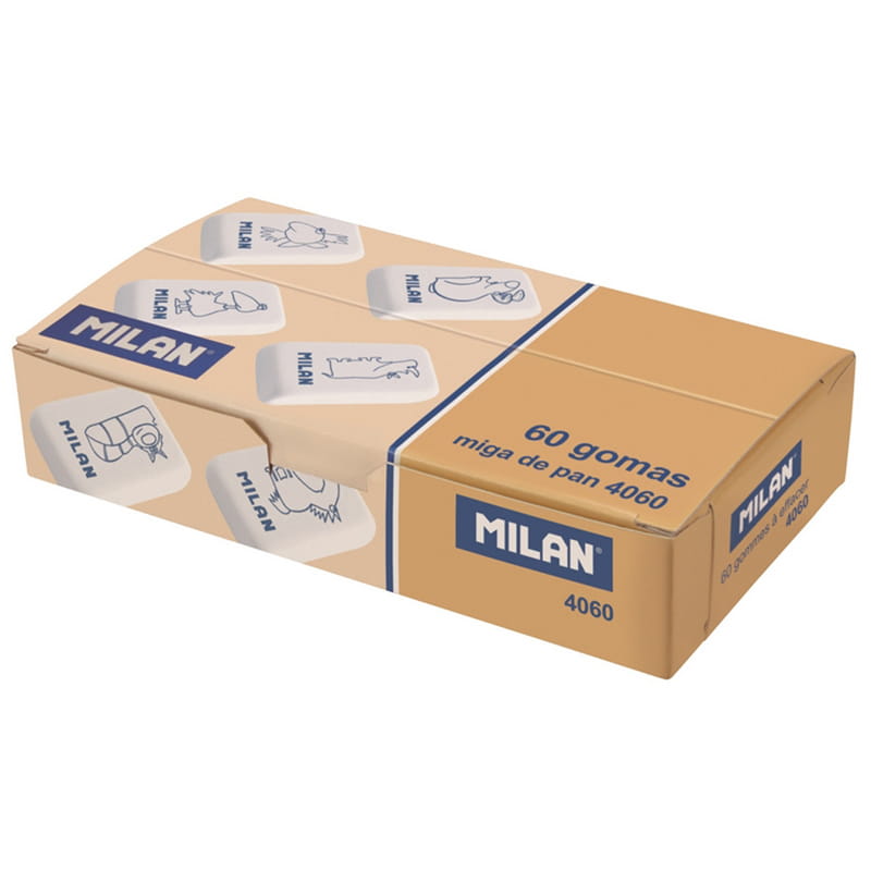 Ластик Milan 4060, прямоугольный, синтетический каучук, белый 28*19*10мм.