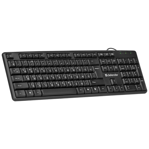 Клавиатура проводная DEFENDER Element HB-520, USB, 104 клавиши + 3 дополнительные клавиши, черная, 45522/511790
