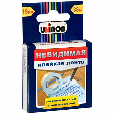 Лента клейкая (скотч) 19мм. х 33м. UNIBOB прозрачная