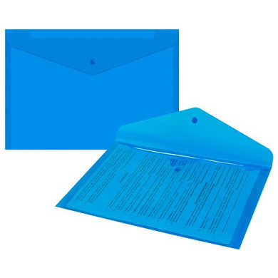 Папка-конверт с кнопкой А4, BRAUBERG UNIVERSAL, до 100л. 150мкм, СИНЯЯ, арт.273071