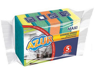 Губки кухонные для мытья посуды York Azur MAXI 95х65х25мм. упаковка 5 штук, арт.030170