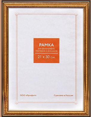 Фоторамка 21х30см. А4, пластик, цвет ЗОЛОТО №2 арт.RP 296