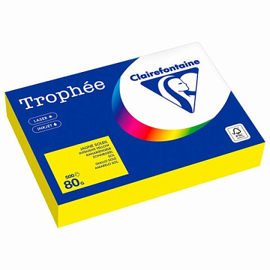 Бумага цветная CLAIREFONTAINE, А4, 80 г/м2, 500 л., интенсив, ярко-желтый, Франция, 1877РC