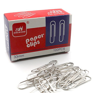 Скрепки никелированные Paper Clips 33мм. 100шт/упак.
