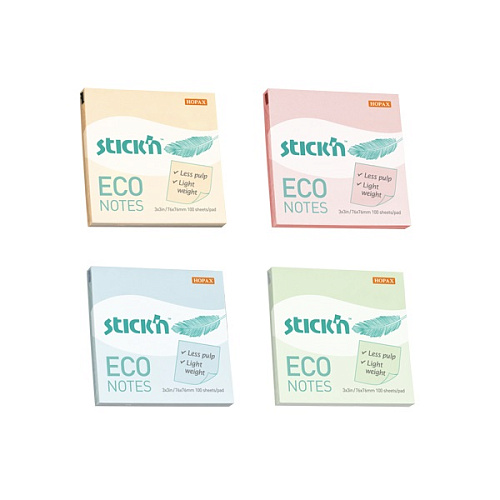 Блок клейкий Stick'n ECO 76х76 мм. 100 л. пастель