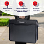Папка-портфель пластиковая BRAUBERG А4+ (390х320х120 мм), 4 отделения, фактура под дерево, черная, 221391