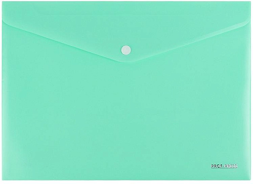 Папка-конверт с кнопкой PROF-PRESS, формат А4, пластик 180 мкм. ЗЕЛЕНАЯ арт.ПК-3026