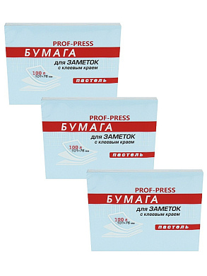 Бумага для заметок PROF-PRESS с клеевым краем 101Х76 мм, 100л