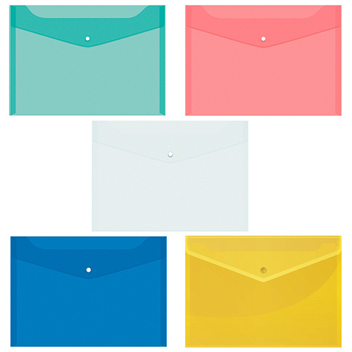Папка-конверт на кнопке OfficeSpase, А4, 150 мкм.