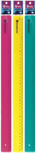 Линейка Schoolformat 40 см пластик непрозрачный, ассорти неон, с европодвесом    ЛИ-НЕ40/ 239643