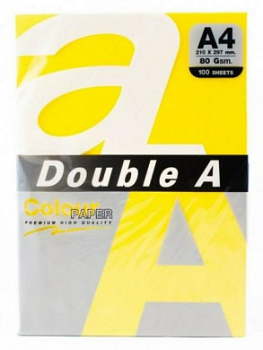Бумага DOUBLE A, А4 ярко-желтая 80г/м, 500л.