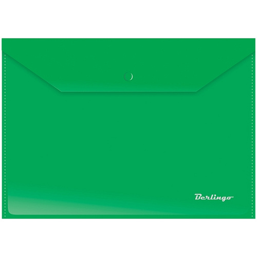 Папка-конверт на кнопке Berlingo, А4, 180 мкм., зелёный AKk_04104
