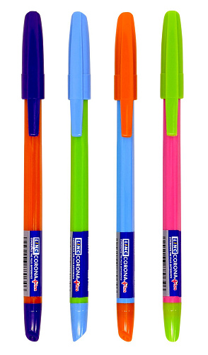 Ручка шариковая Linc Corona Plus Fancy colors синяя 0,7 мм, ассорти шестигранный корпус