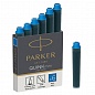 Картриджи чернильные PARKER Мини "Cartridge Quink", КОМПЛЕКТ 6 шт., смываемые чернила