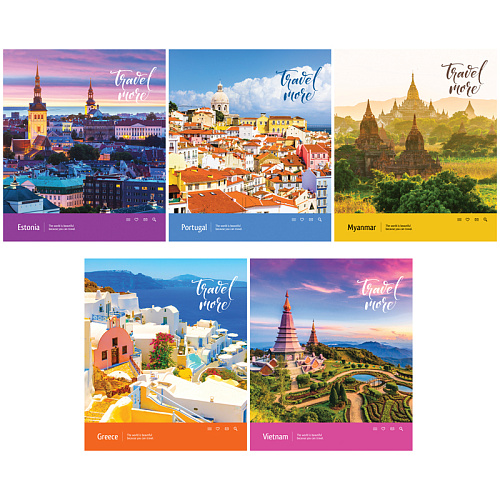 Тетрадь 48л., А5, клетка ArtSpace Путешествия. Travel more, глянцевый УФ-лак Т48кГЛ_25016