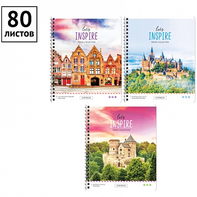 Тетрадь 80л., А5, клетка на гребне ArtSpace Путешествия. Let`s inspire, ВД-лак 282121