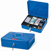 Ящик для денег, ценностей, документов, печатей, BRAUBERG 90*240*300мм, с ключевым замком, синий, 290336