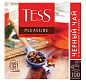 Чай TESS PLEASURE, черный с шиповником и яблоком, 100 пак. 150гр.
