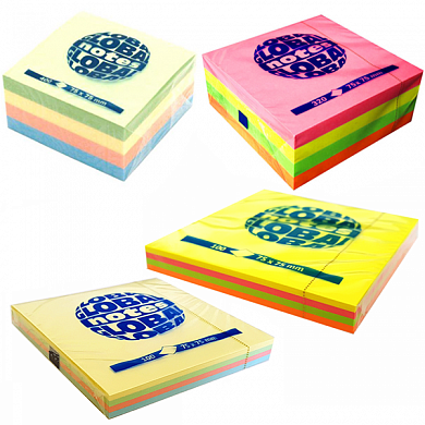 Блок клейкий GLOBAL NOTES 75x75 мм. 4 цвета