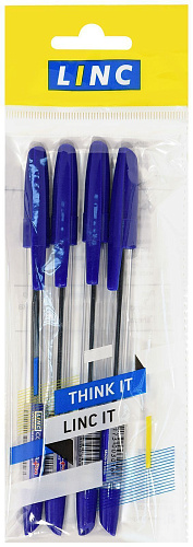 Набор ручек шариковых CORONA PLUS 0,7мм. синяя, 4 ШТУКИ, прозр. корпус 3002N/blue/4