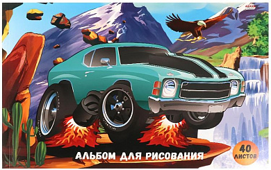 Блок для рисования и черчения 40л. А4, проклеенный, БЕЗУДЕРЖНАЯ МАШИНА, жесткая подложка, офсет 160гр. арт.40-8776, Россия	