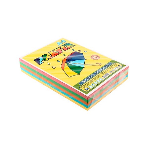 Бумага цветная А4 РАДУГА, 5 цветов, 80г/м. 500л.