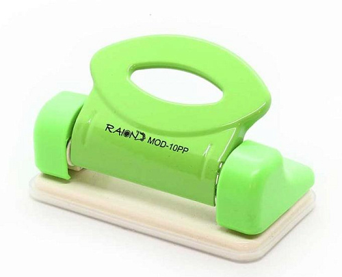 Дырокол на 10л. RAION MOD-10PP, ЗЕЛЕНЫЙ, металлический