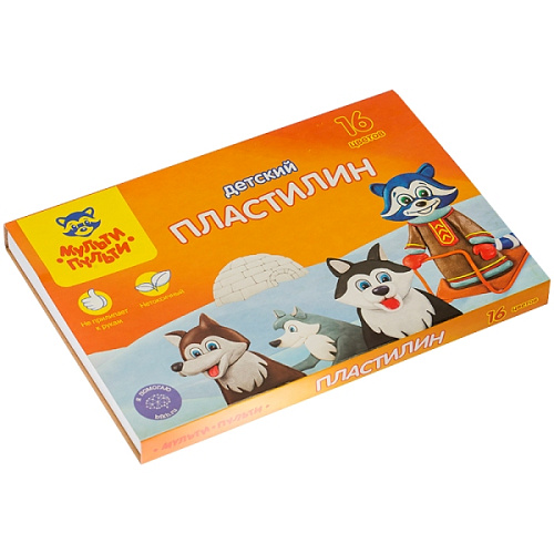 Пластилин "Енот на Аляске", со стеком, 240 грамм, 16 цветов ДП_10236