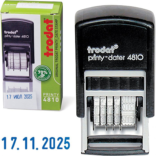 Мини-датер Trodat 4810, пластик, 1стр., 3,8мм. банковский, месяц цифрами, арт.82499