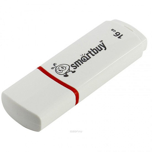 Память Smart Buy CROWN 16GB, USB 2.0 Flash Drive, белая