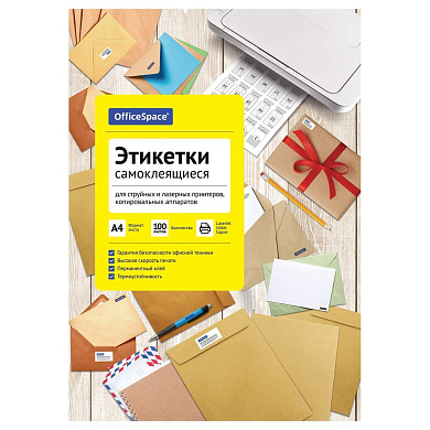 Этикетка самоклеящаяся OfficeSpace, белая, 70 г/м2, 100 листов