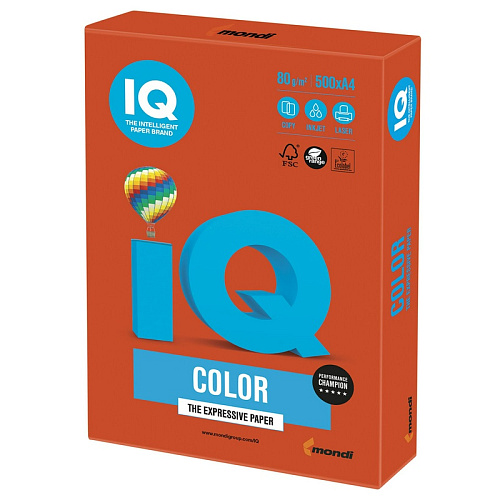 Бумага IQ COLOR А4 80 г/м2 500 листов кирпично-красный ZR09